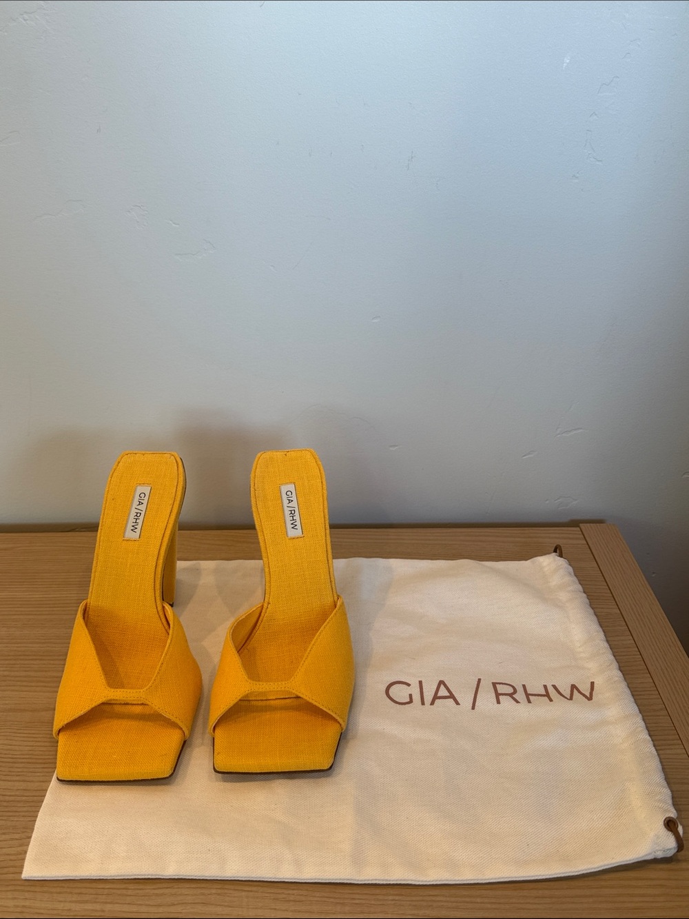 GIA/RHW Yellow Square Toe Mule Slide Heeled Sandal size 36.5